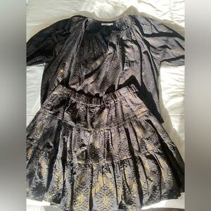 Roller Rabbit 2 piece black and gold skirt set